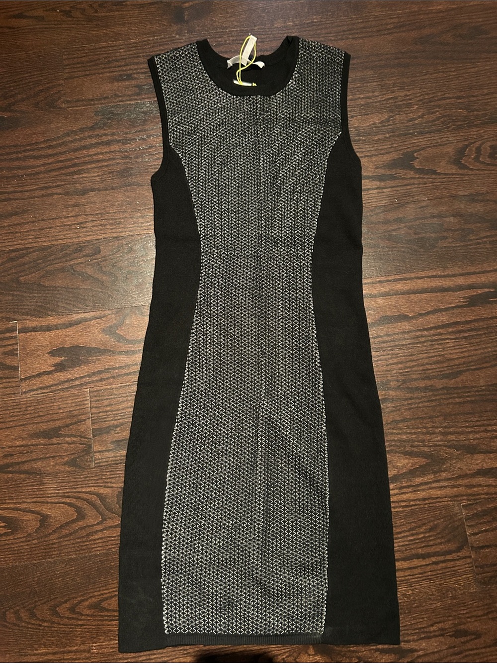 BCBGeneration Black and Gray Sleeveless Knit Midi Dress